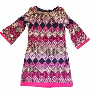 Eliza J Woman Bell Sleeve Jersey Dress Size 8 Multi Colorful Stretch